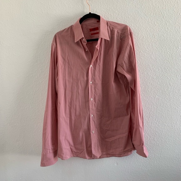 Hugo Boss Men's Red Checkered Dress Shirt - Picture 2 of 3